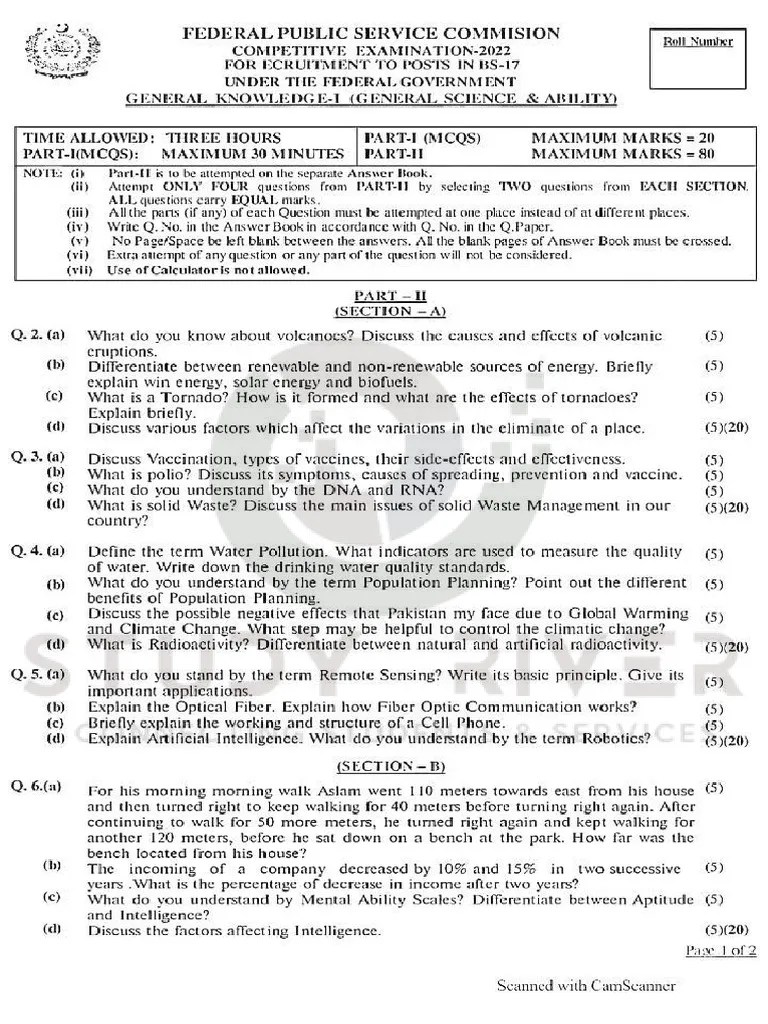 General-Science-and-Ability-CSS-2022-Past-Paper | PDF