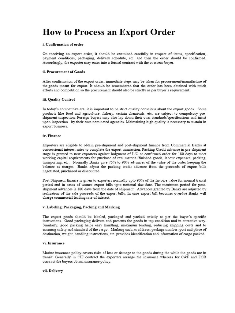 Export Order | PDF | Business | Economies