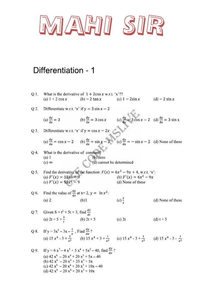 Basic Differentiation | PDF