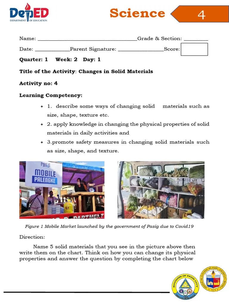 Science4 Q1 W4 | PDF | Materials