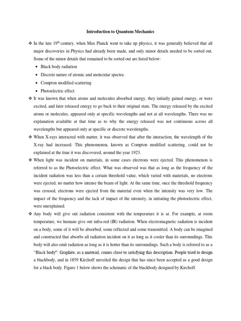 Introduction To Quantum Mechanics Pdf Photoelectric Effect