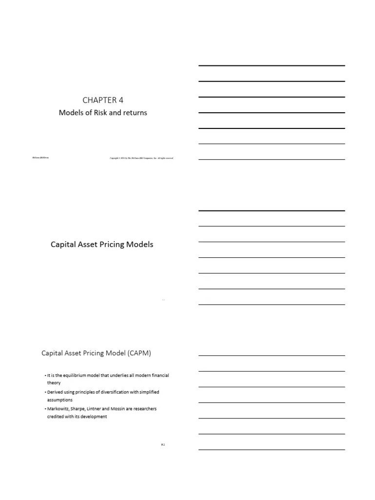 Chapter 4 - The Models Of Risk And Return | PDF | Financial Risk | Capital Asset Pricing Model