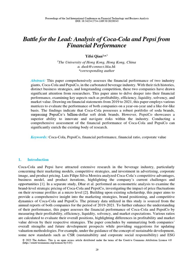 Battle For The Lead Analysis Of Coca-Cola And Peps | Download Free PDF | Pepsi Co | The Coca ...
