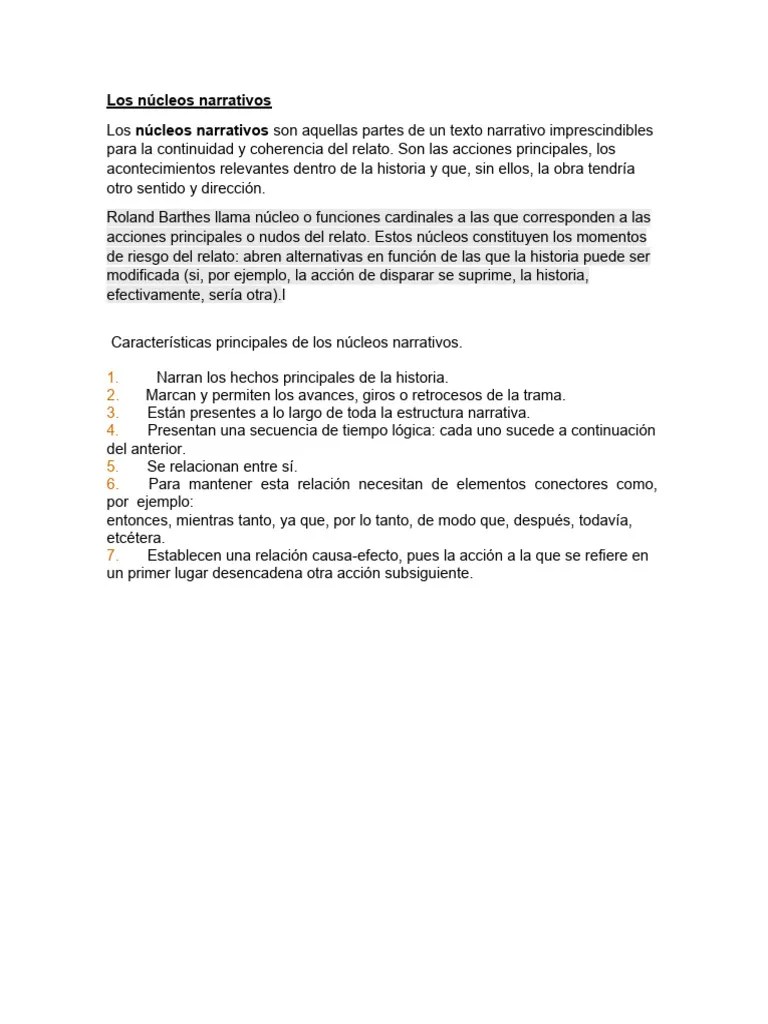 Los Núcleos Narrativos | PDF