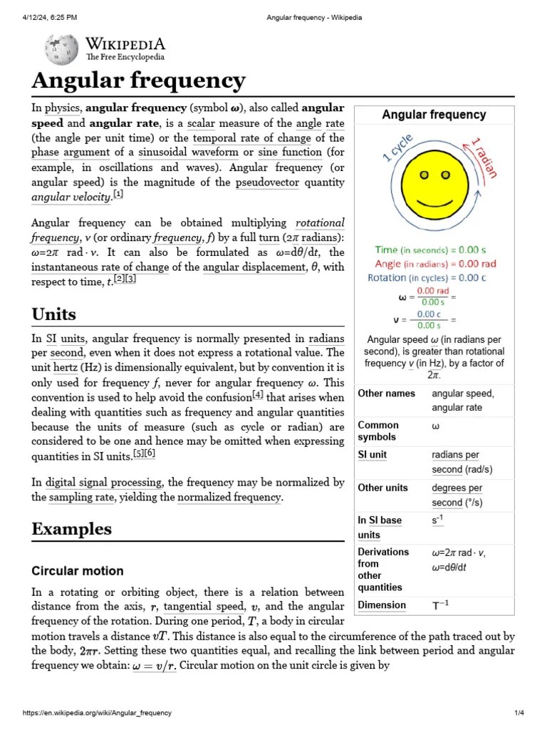 Angular Frequency | PDF | Frequency | Quantity