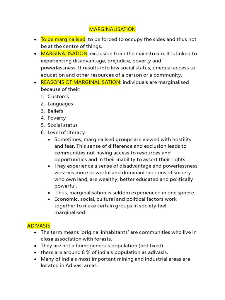 Marginalisation Pdf Dalit Social Exclusion