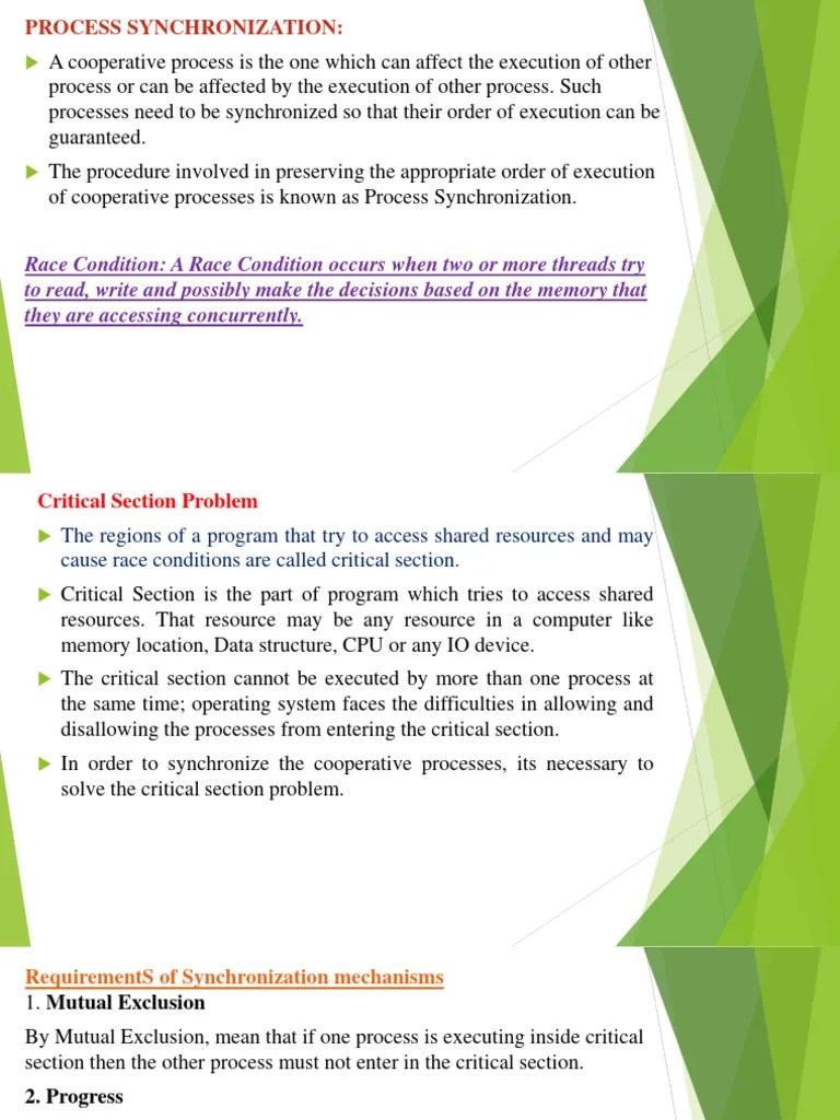 Unit 3 Process Synchronization | PDF | Process (Computing) | Computer ...