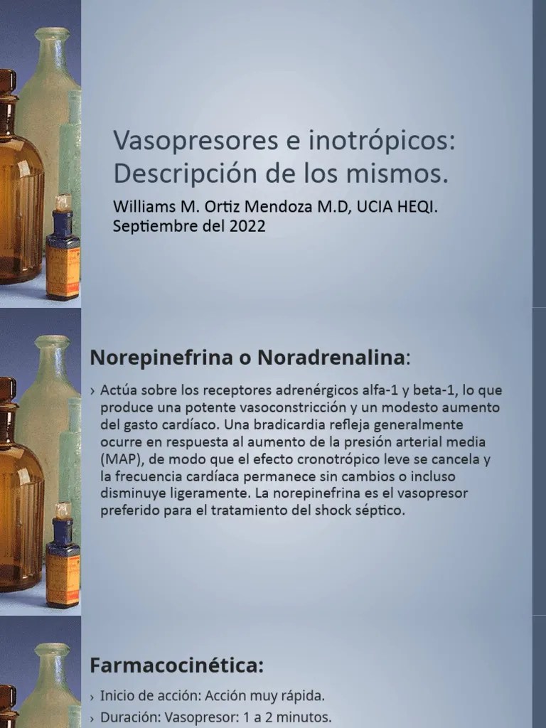 Vasopresores E Inotropicos Descriptivo | PDF | Norepinefrina | Medicina CLINICA