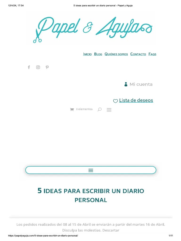 5 Ideas Para Escribir Un Diario Personal | PDF