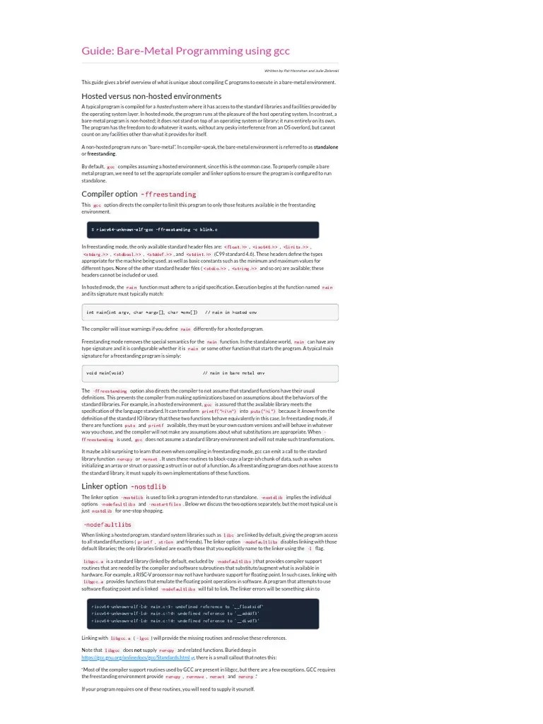 CS107E Guide - Bare-Metal Programming Using GCC | PDF | Library (Computing) | Software Development