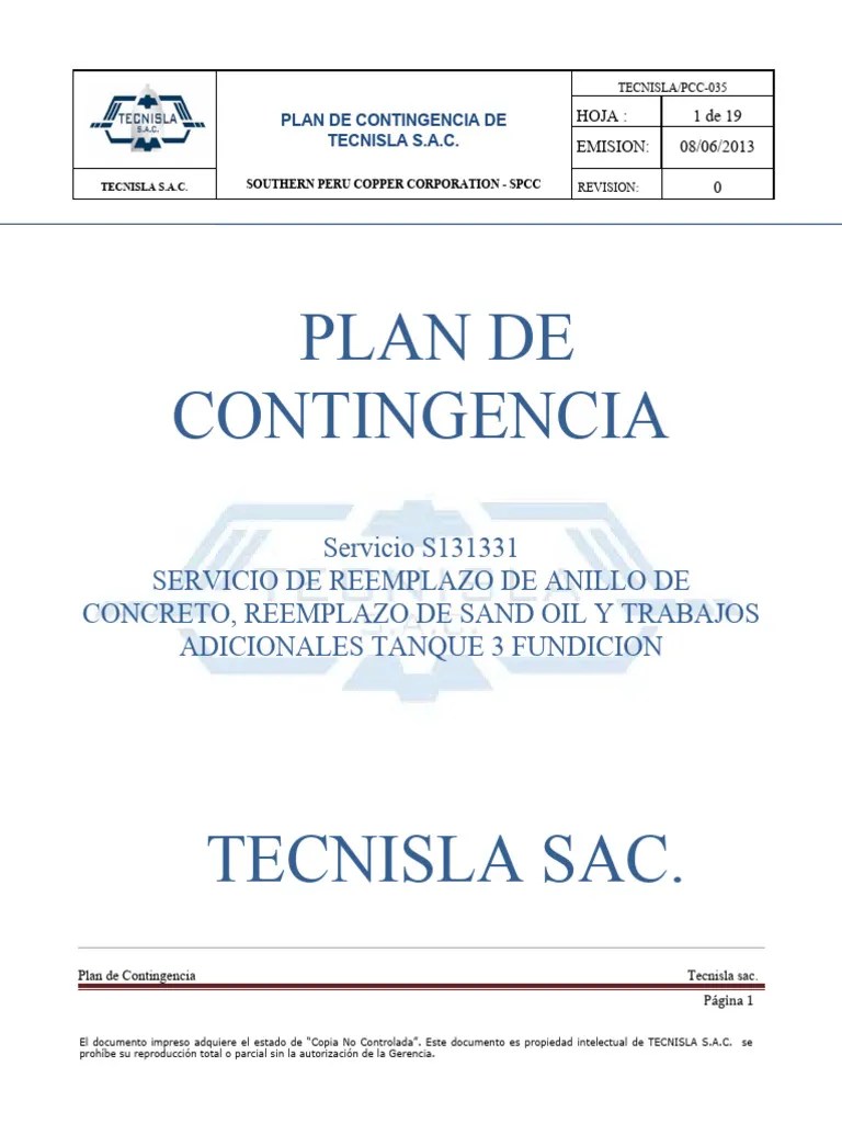 Plan De Contingencia | PDF | Perú | Bombero