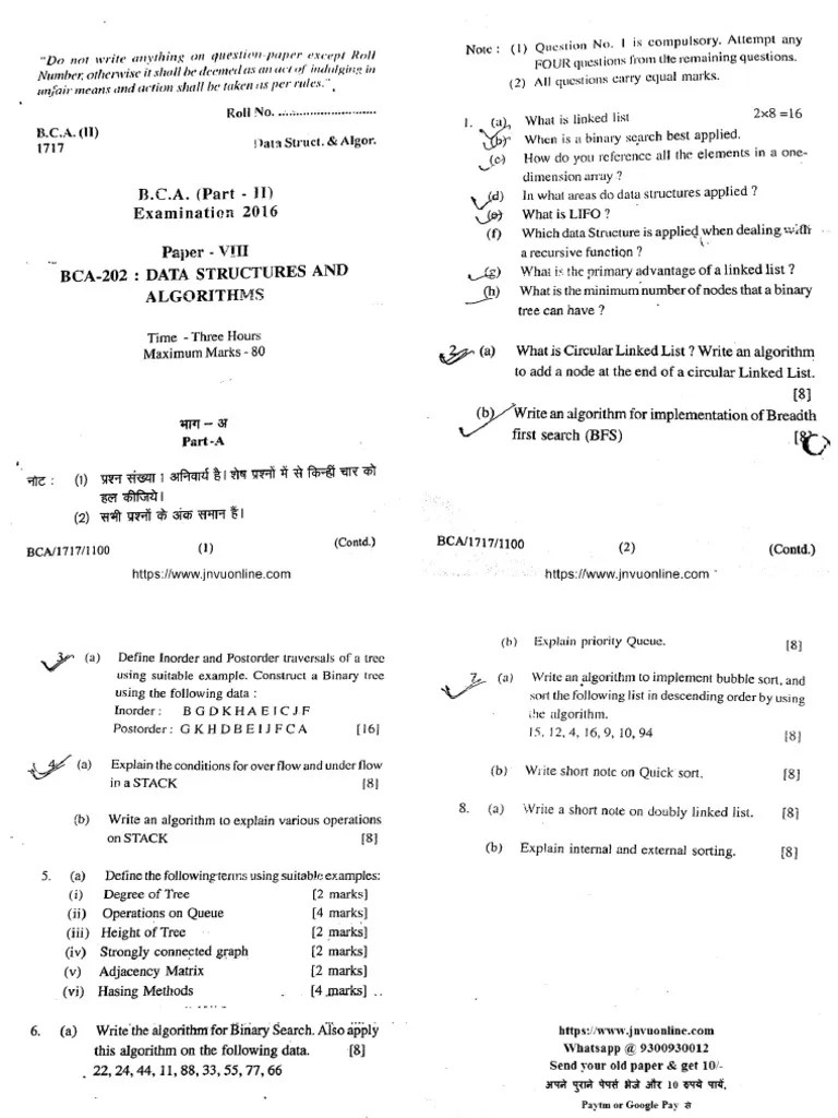 Bca Part 2 Data Structures And Algorithms 1717 2016 | PDF