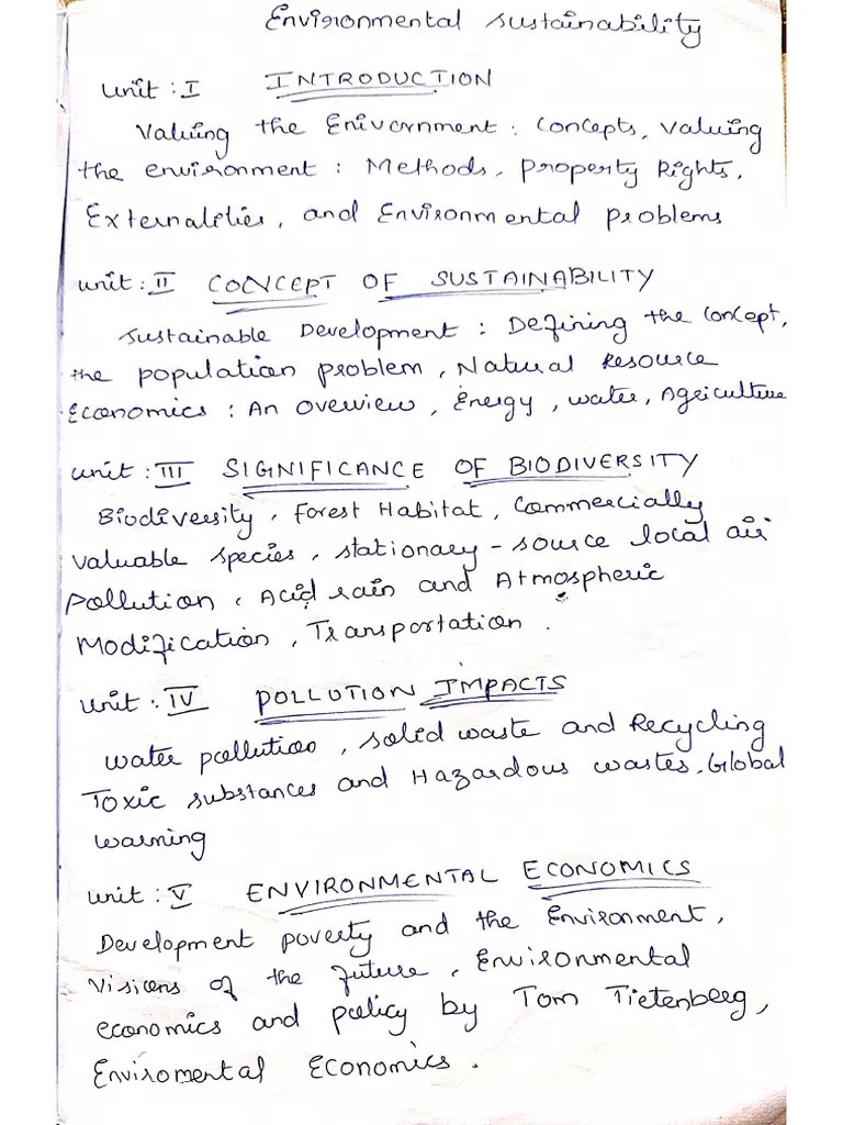 Environmental Sustainability Notes | PDF
