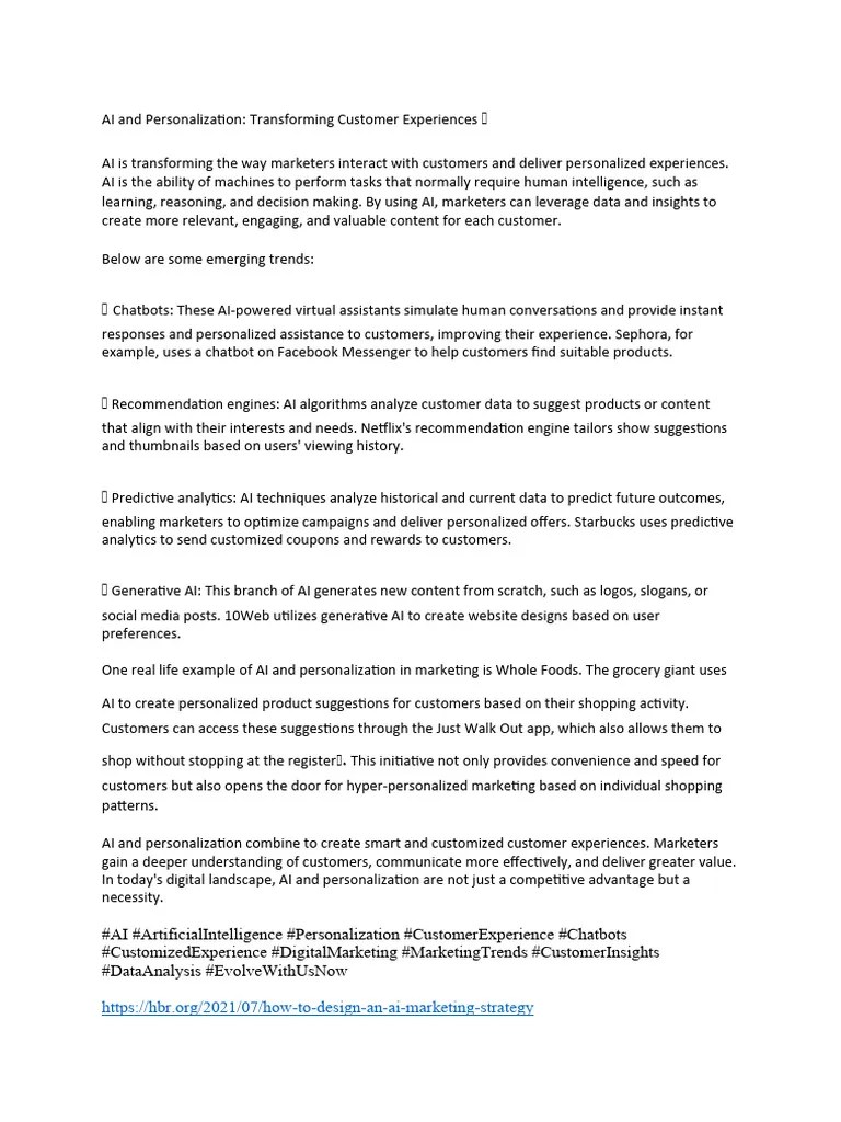AI And Personalization | PDF | Artificial Intelligence | Intelligence ...