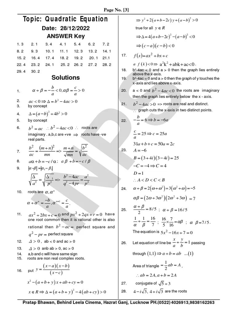 Quadratic Equation Solution | PDF | Mathematical Concepts | Equations