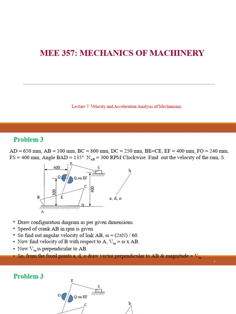 Lec 6 Velocity And Acceleration Analysis Of Mechanisms | PDF ...
