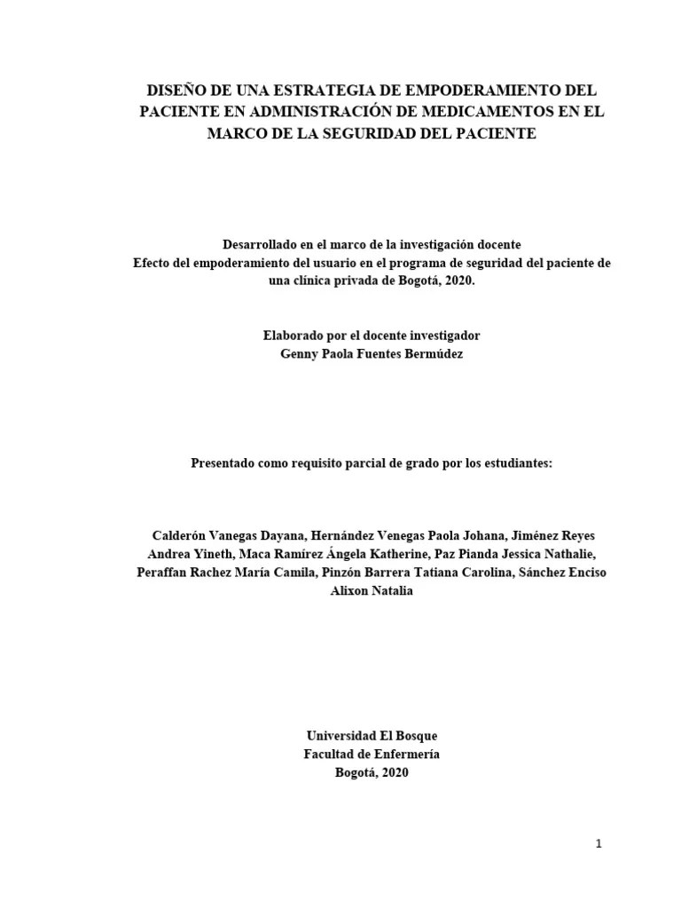 Efecto Del Empoderamiento Del Paciente_Bogotá | PDF | Seguridad Del Paciente | Empoderamiento