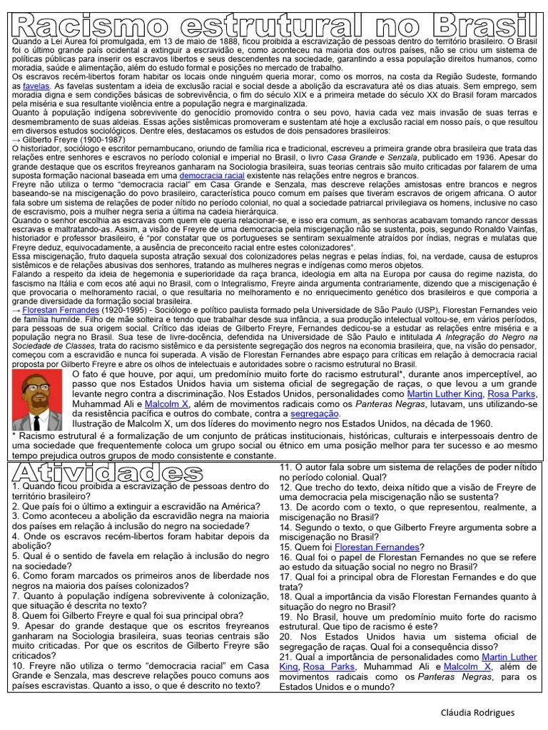 Racismo Estrutural No Brasil | PDF | Racismo | Discriminação E Relações ...
