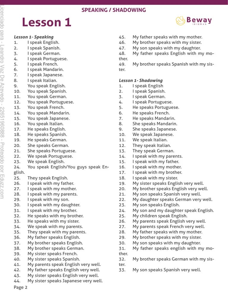 F Speaking Shadowing PDF | PDF | Languages | Foreign Language Studies