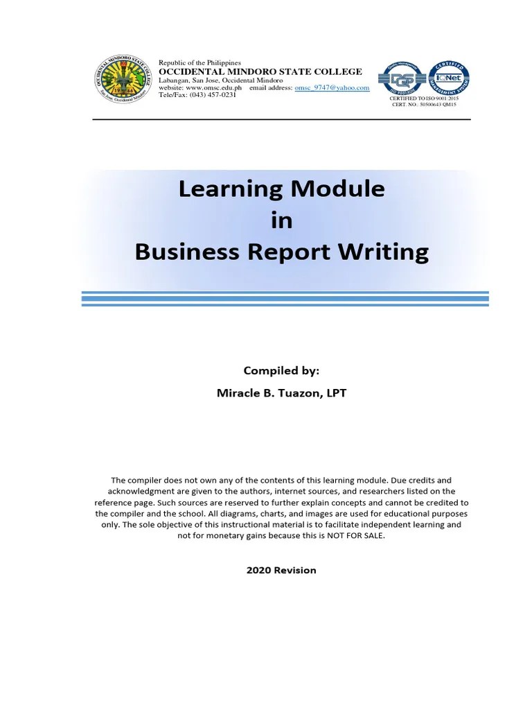 Module Business Report Writing | PDF | Grammatical Number | Verb