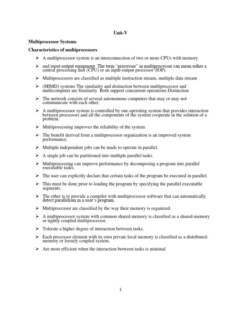 Final Unit5 CO Notes | PDF | Central Processing Unit | Parallel Computing