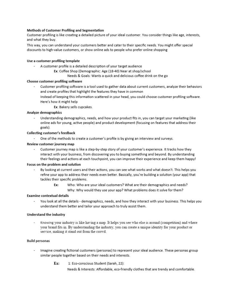 Methods Of Customer Profiling And Segmentation | PDF | Market ...