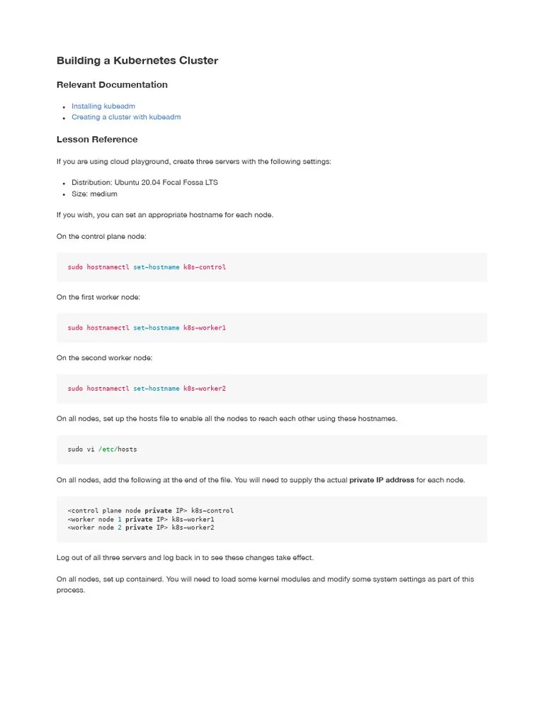Building A Kubernetes Cluster | Download Free PDF | Computer Networking ...