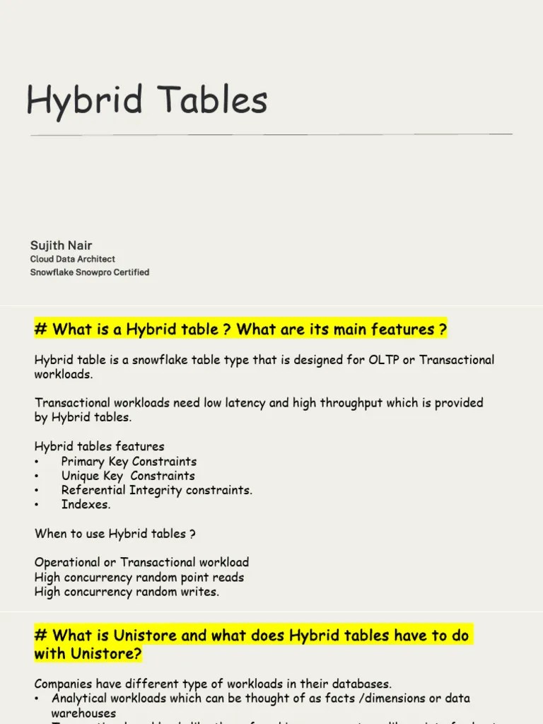 Hybrid Tables | PDF | Databases | Cloud Computing