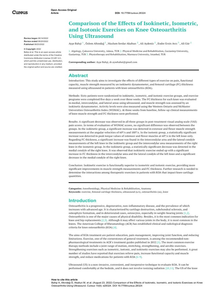 Comparison Of The Effects Of Isokinetic, Isometric, And Isotonic | PDF ...