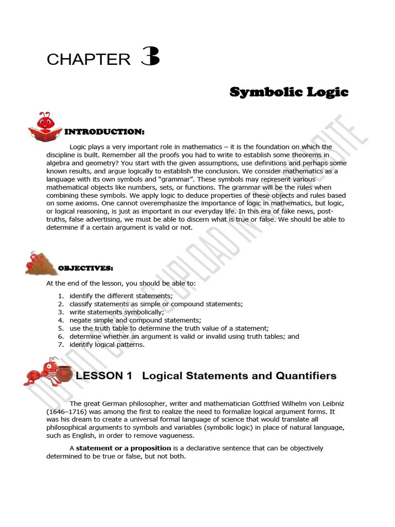 Chapter 3 Symbolic Logic | PDF | Argument | If And Only If