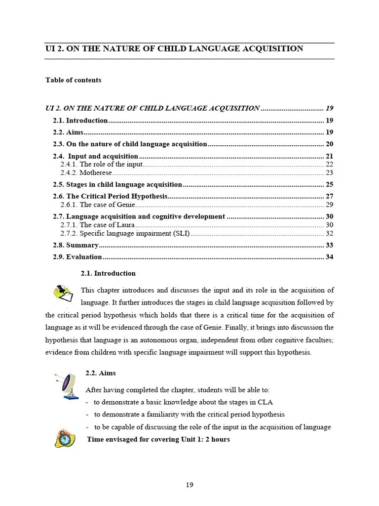 Unit 2 - On The Nature Of Child Language Acquisition | Download Free ...