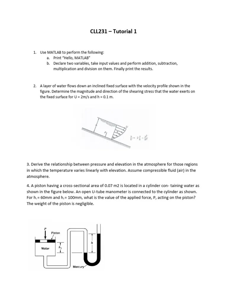 Fluid Mechanics Problems | PDF