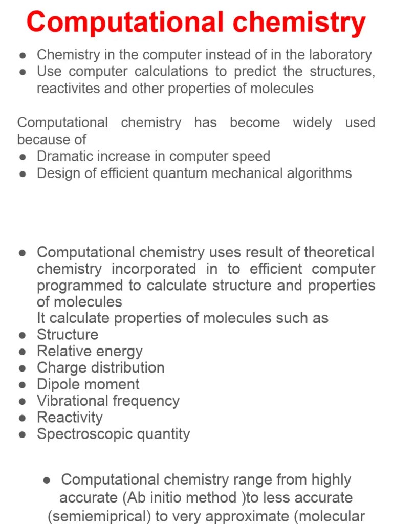 Computational Chemistry | PDF | Ab Initio Quantum Chemistry Methods | Computational Chemistry