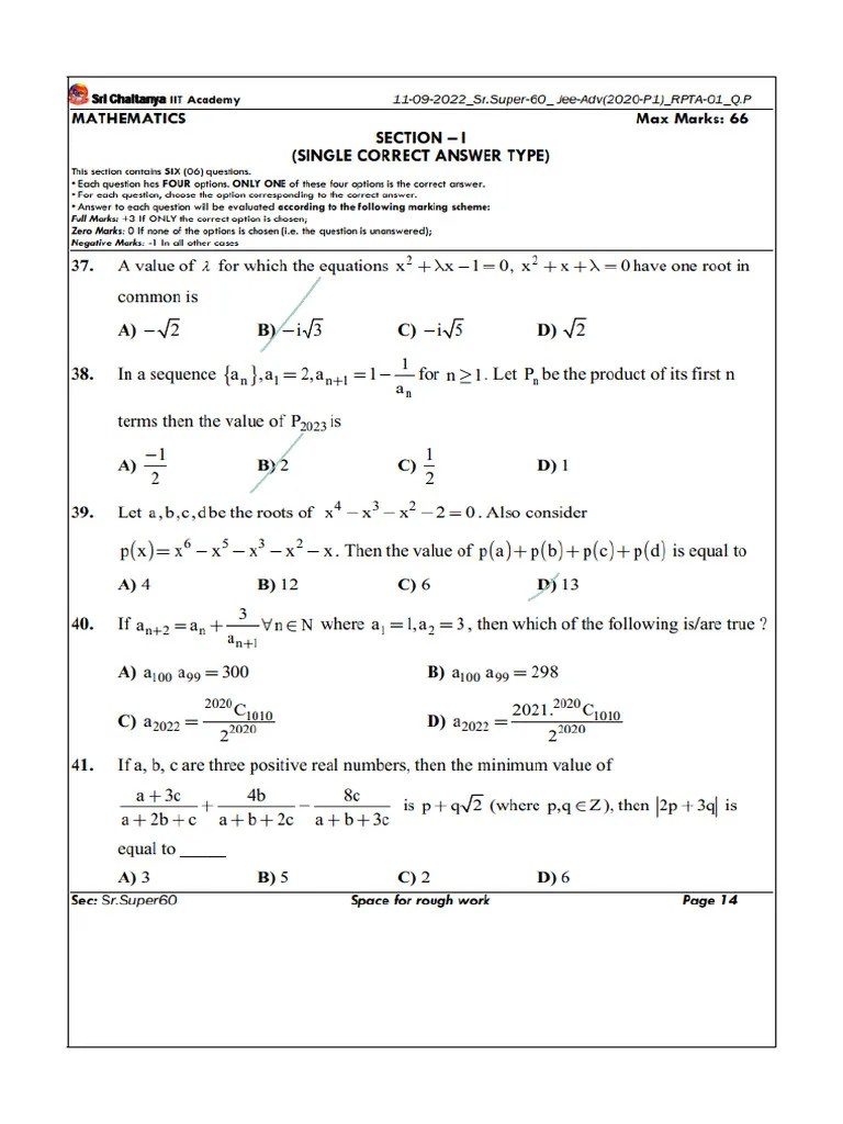 Pta 01 Quadratic Equations, Sequence And Series - 240413 - 161343 | PDF