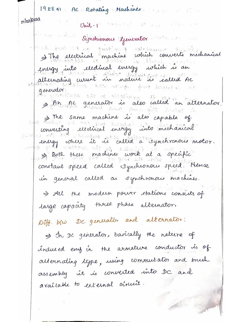 Unit 1 Synchronous Generator | PDF