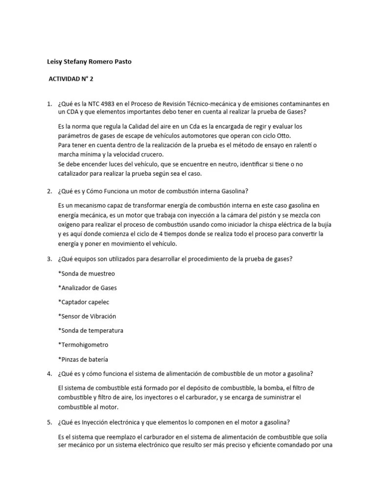 ACTIVIDAD N2 160hr - StefanyRomero | PDF | Acelerador | Inyección De Combustible