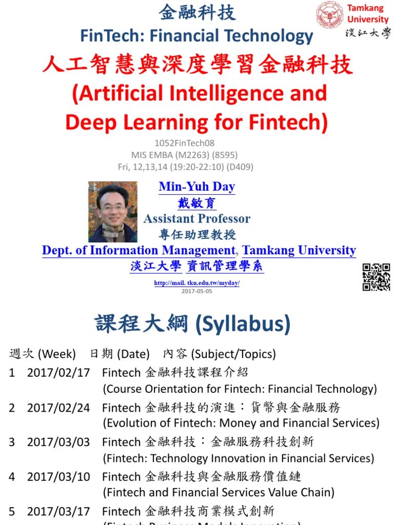1052FinTech08 FinTech Financial Technology | PDF | Deep Learning | Artificial Neural Network