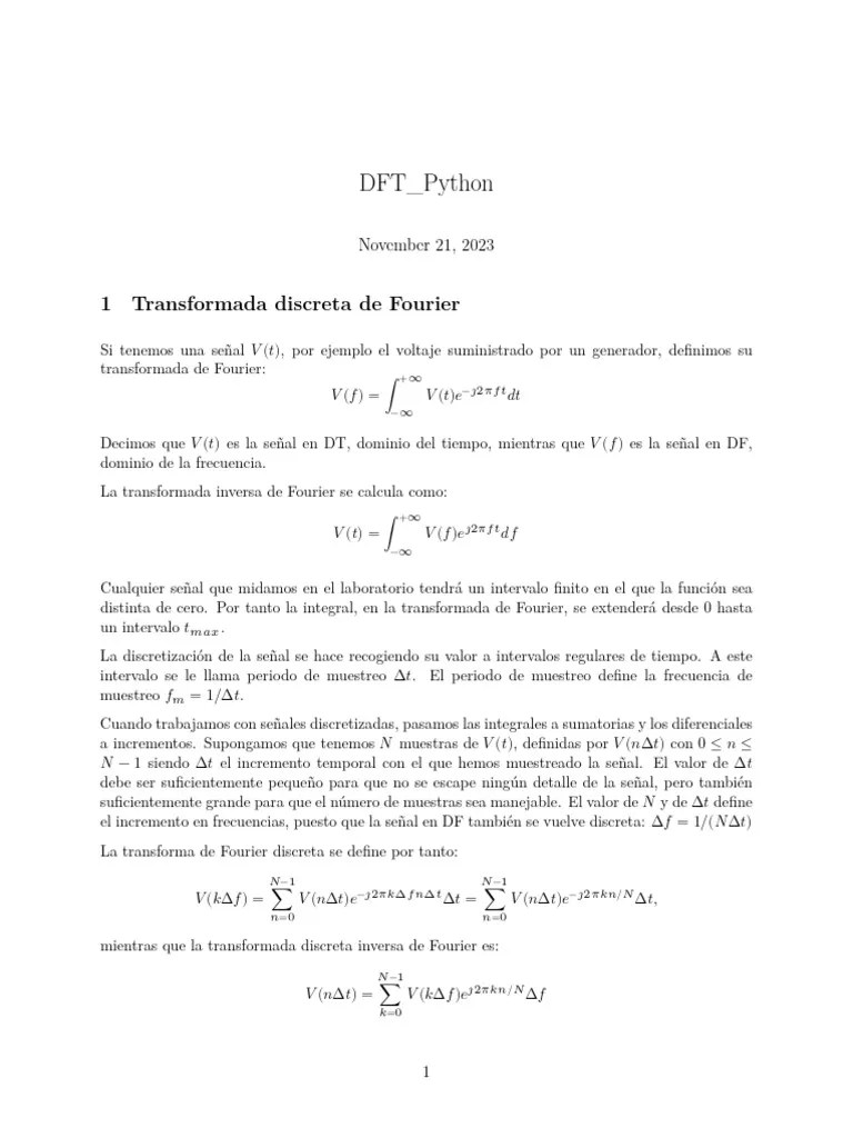 DFT Python | PDF | Integral | Transformada De Fourier