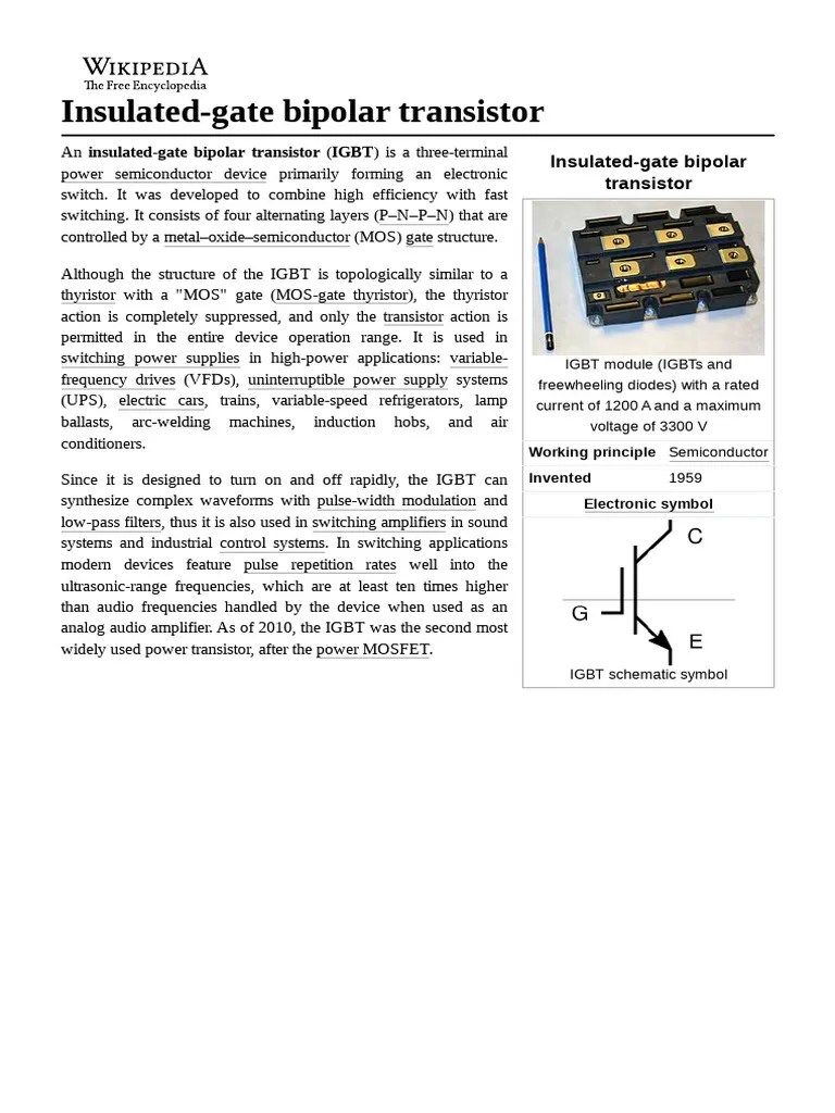 Insulated-gate_bipolar_transistor | PDF | Field Effect Transistor | Mosfet