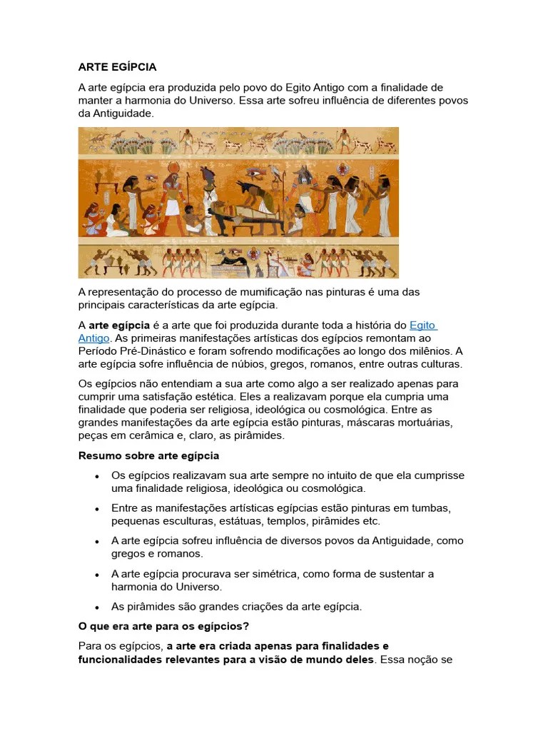 Arte Egípcia 6 ° Ano | PDF | Antigo Egito | Pirâmides Egípcias