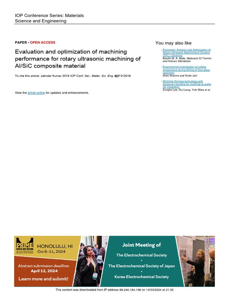 Evaluation And Optimization Of Machining Performance For | PDF ...