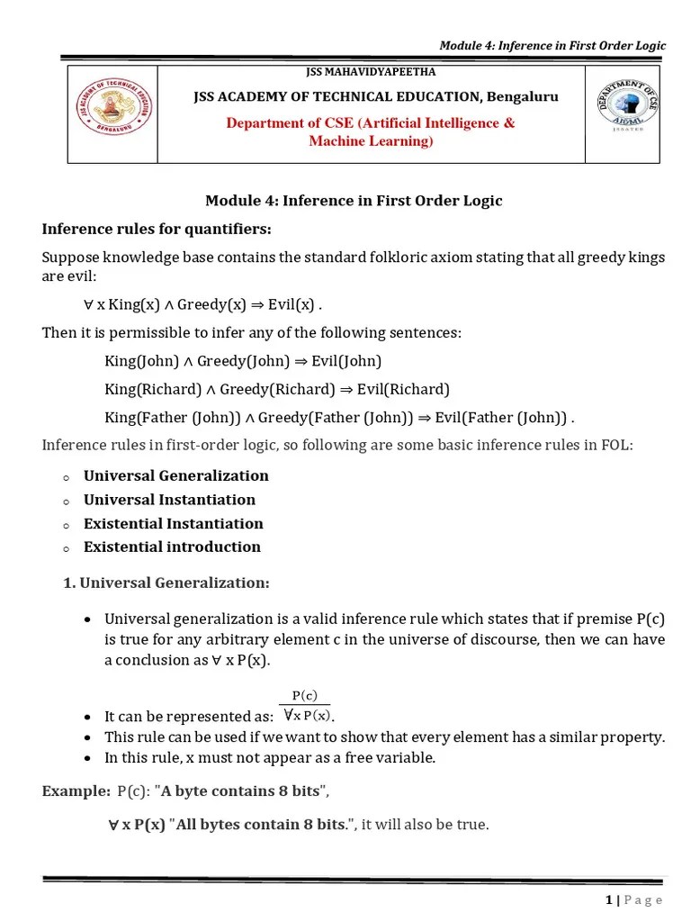 Inference In First Order Logic | PDF | First Order Logic | Mathematical ...