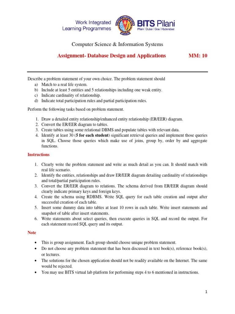 Assignment | PDF | Relational Database | Computer Data