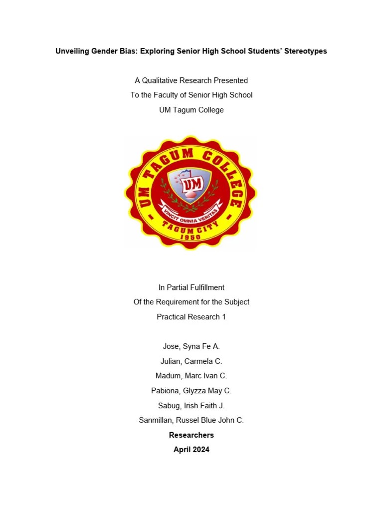 Research On Gender Stereotypes On Highschool Students | PDF | Gender Studies | Gender