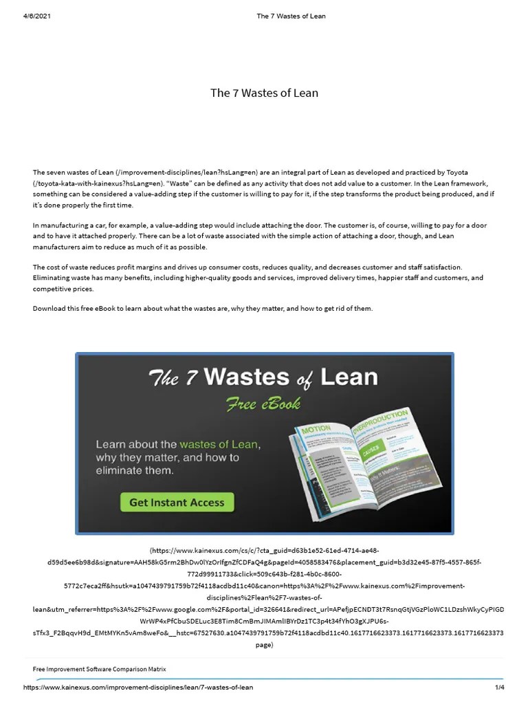 The 7 Wastes Of Lean | PDF | Lean Manufacturing | Inventory