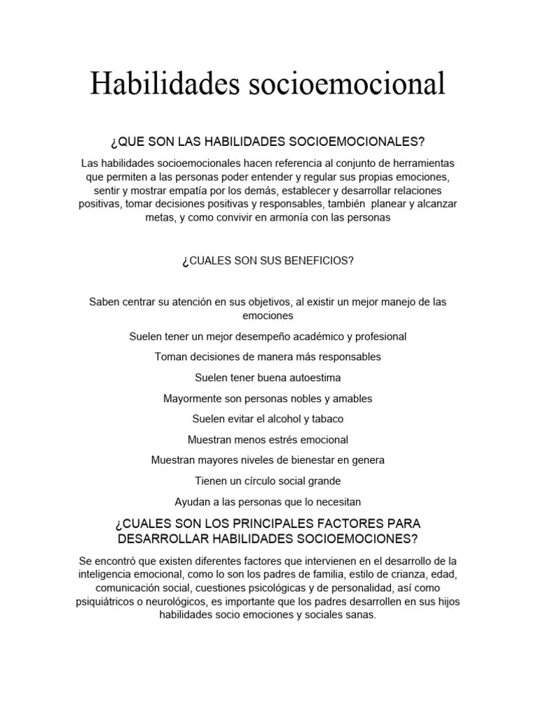 Habilidades Socioemocionales | PDF | Las Emociones | Inteligencia Emocional