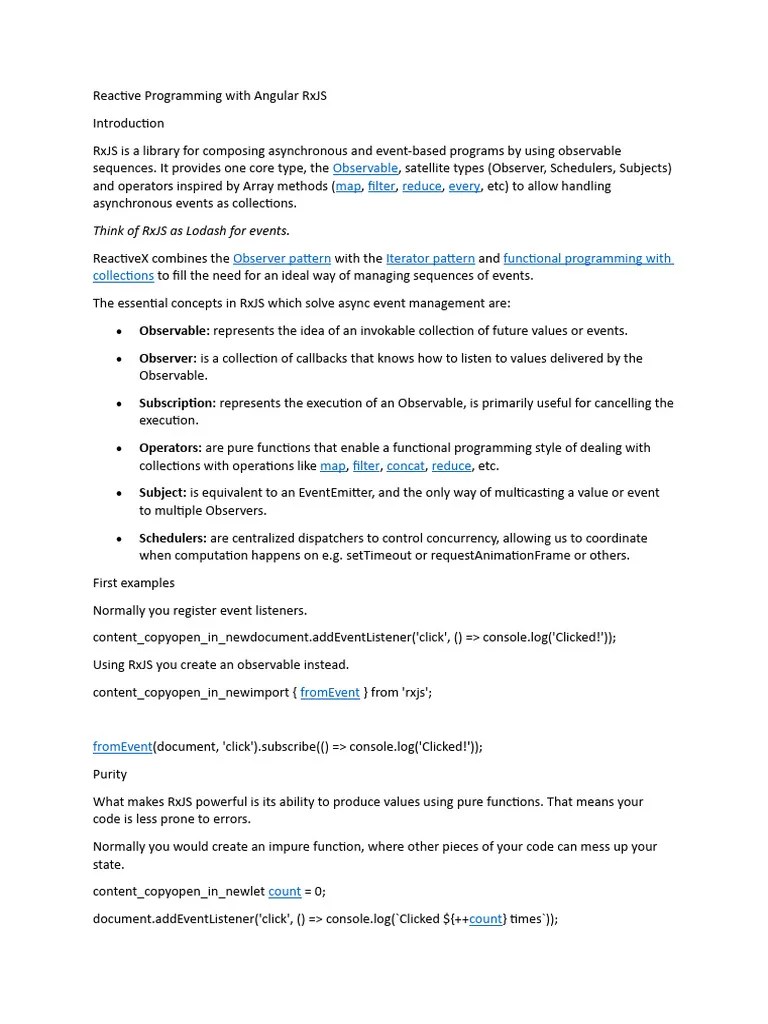 Reactive Programming With Angular RXJS | PDF | Callback (Computer ...