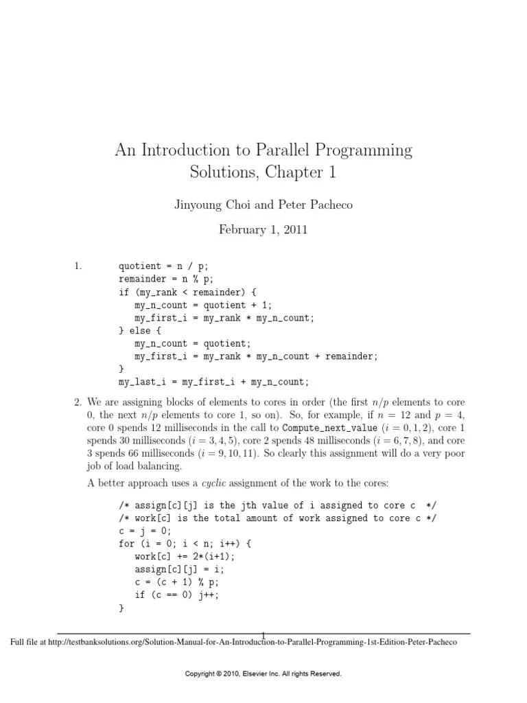An Introduction To Parallel Programming Solutions, Chapter 1 | PDF ...