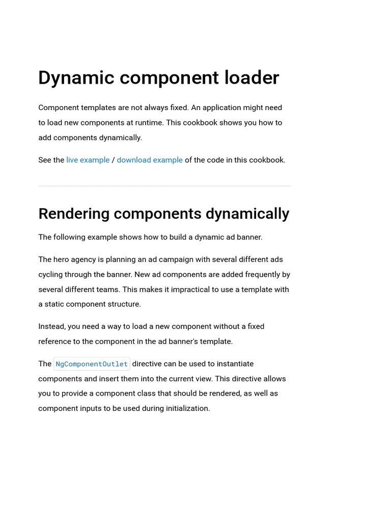 Angular - Dynamic Component Loader | Download Free PDF | Computer ...