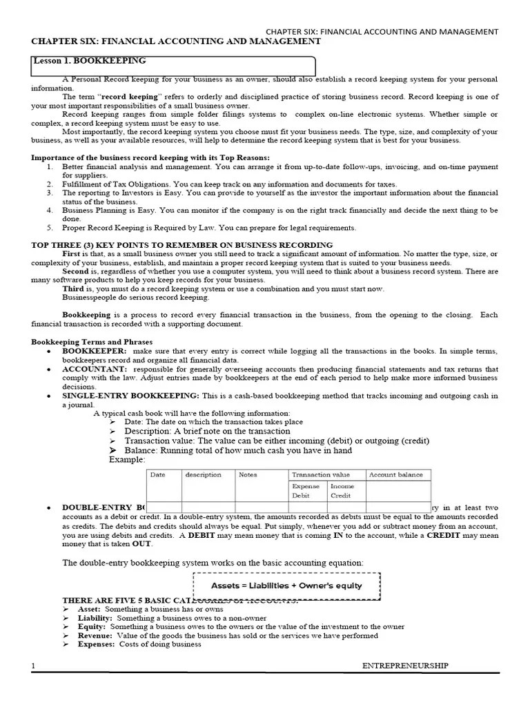 Chapter 6 Financial Accounting And Management | PDF | Bookkeeping ...